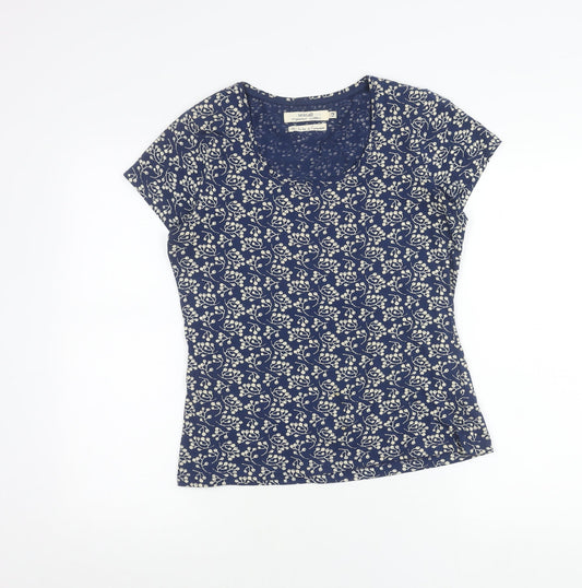 Seasalt Women’s Blue Floral Organic Cotton Scoop Neck T-Shirt Size 12