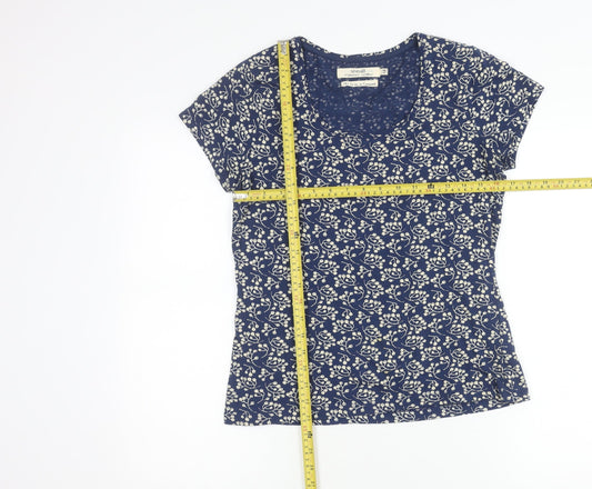 Seasalt Women’s Blue Floral Organic Cotton Scoop Neck T-Shirt Size 12