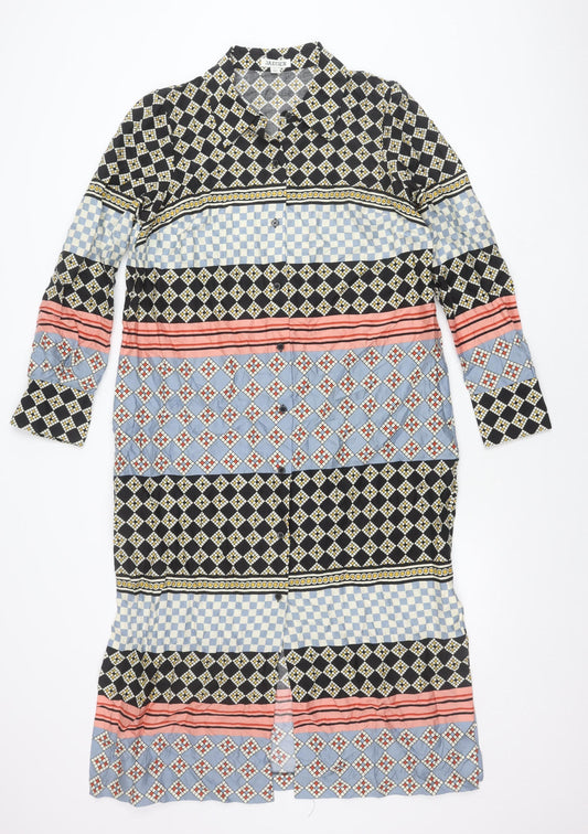 Jaeger Womens Multicoloured Geometric Shirt Dress Size 12 Lyocell