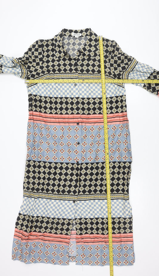 Jaeger Womens Multicoloured Geometric Shirt Dress Size 12 Lyocell