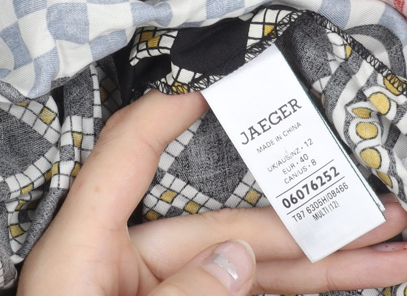 Jaeger Womens Multicoloured Geometric Shirt Dress Size 12 Lyocell