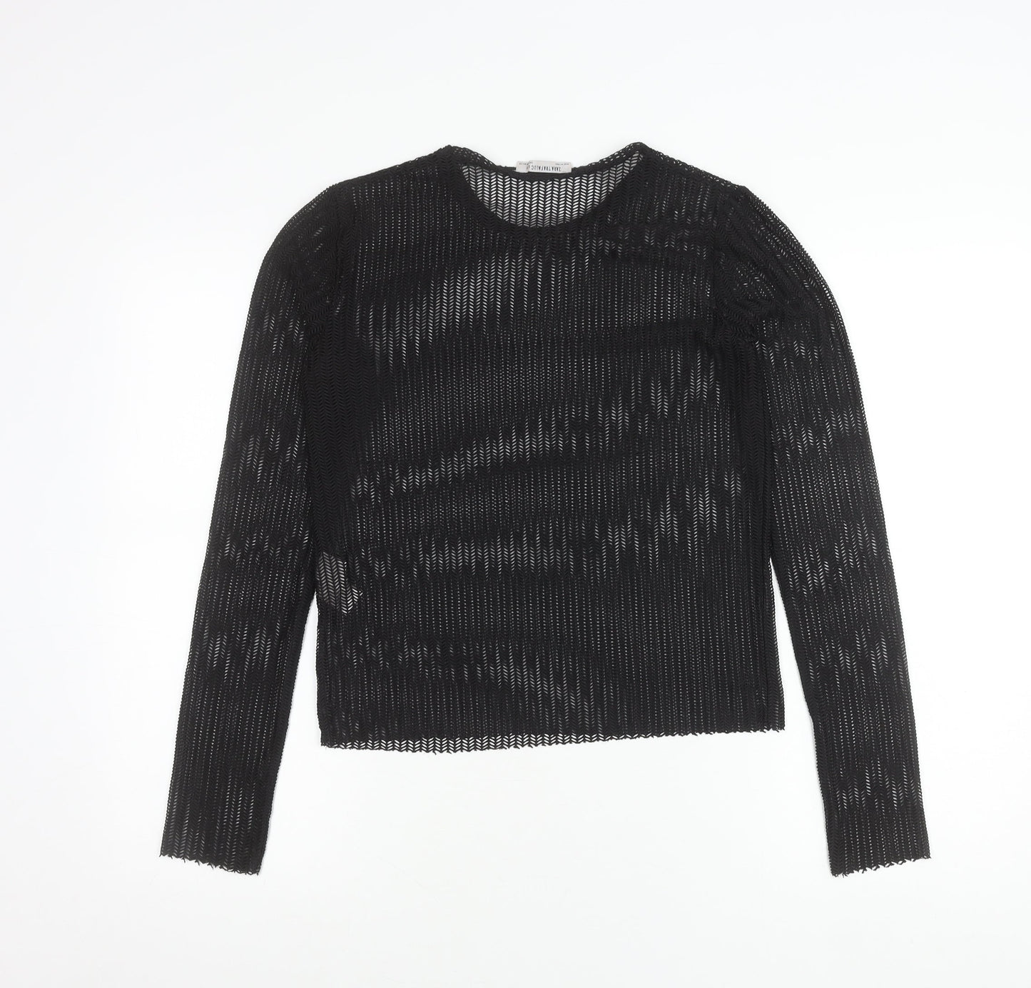 Zara Trafaluc Women’s Black Mesh Long Sleeve Blouse Size 10