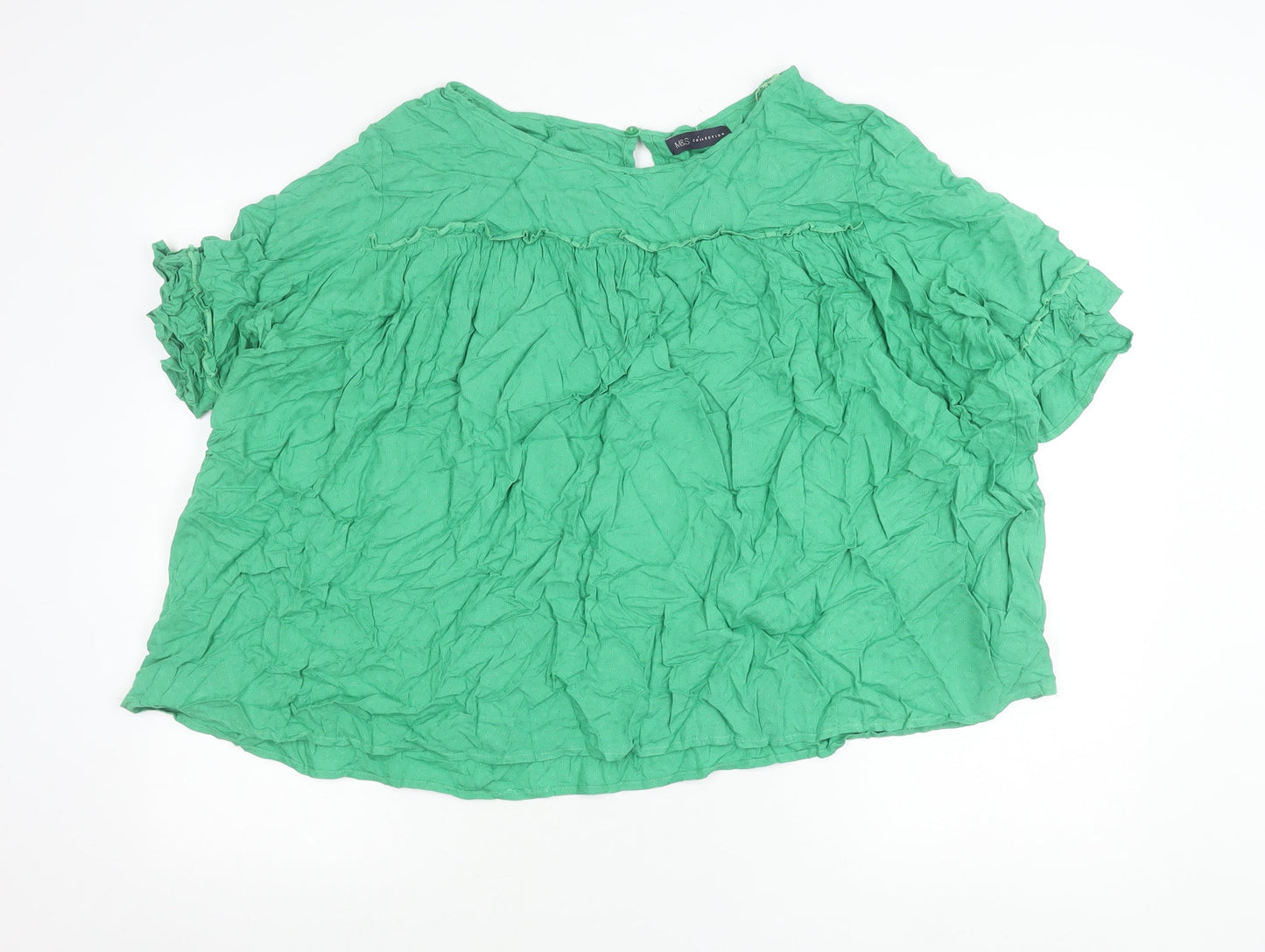 Marks and Spencer Womens Green Size 20 Tunic Blouse Short Sleeve