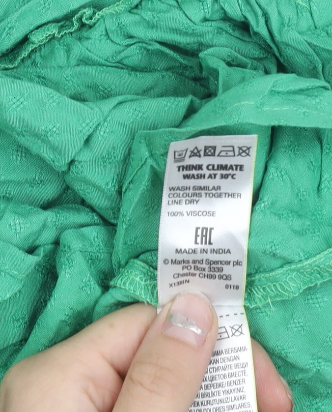 Marks and Spencer Womens Green Size 20 Tunic Blouse Short Sleeve
