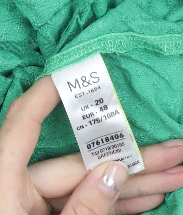Marks and Spencer Womens Green Size 20 Tunic Blouse Short Sleeve