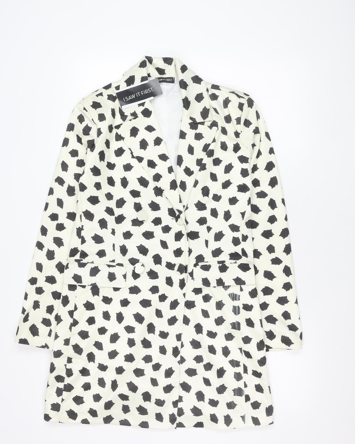 I Saw It First Womens White Dalmatian Print Blazer Size 8