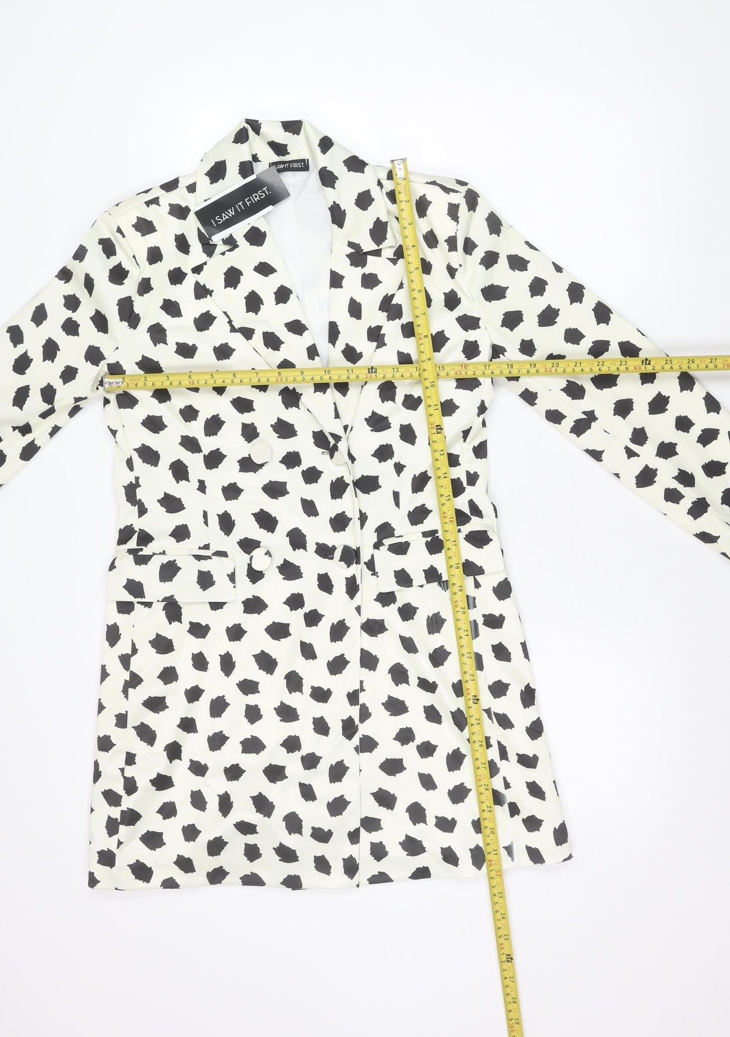 I Saw It First Womens White Dalmatian Print Blazer Size 8