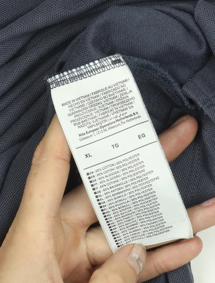 Nike Men's Blue XL Dri-Fit Polo Shirt Striped Sleeves Sports Top