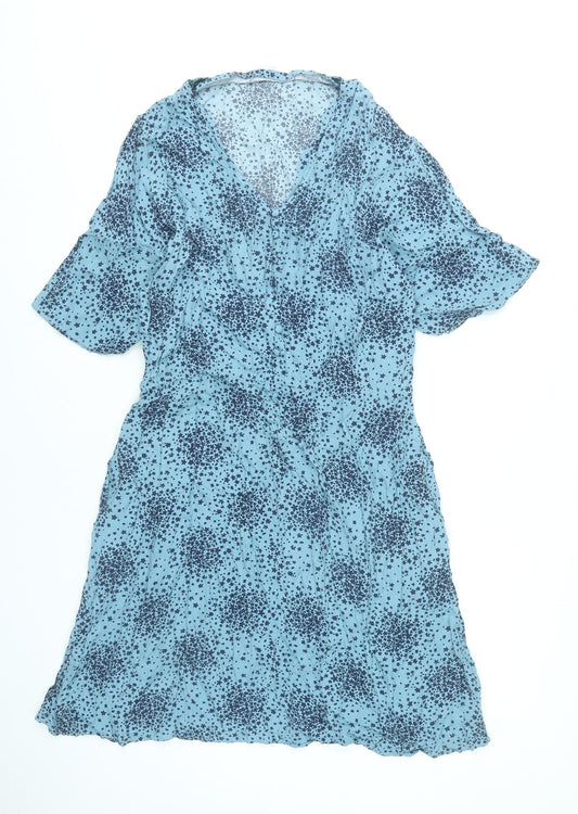 Boden Womens Blue Floral A-Line Knee Length Dress UK 14 Viscose