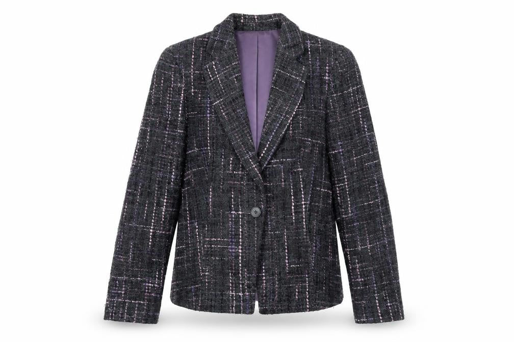 Marks & Spencer Womens Multicoloured Wool Tweed Blazer UK 12