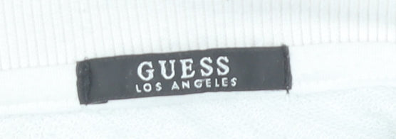 Guess Womens White Logo Pullover Sweatshirt Size UK 4 Cotton Blend