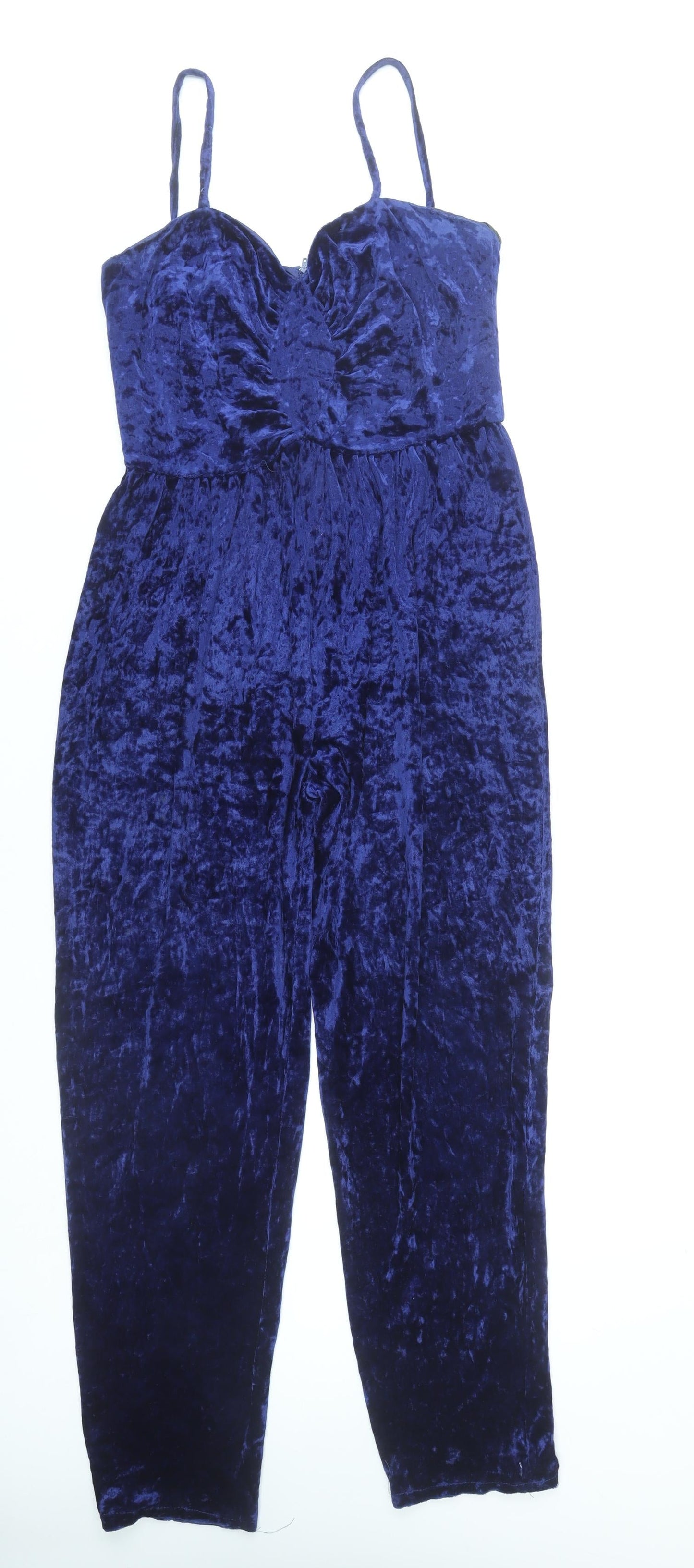 Paul Nicholsons Womens Blue Velvet Jumpsuit Size 12 Sleeveless Partywear