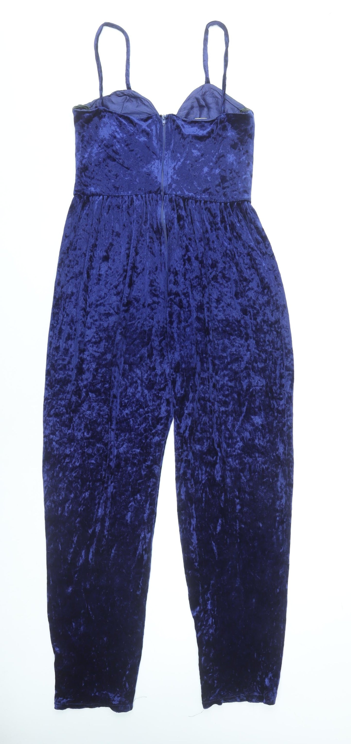 Paul Nicholsons Womens Blue Velvet Jumpsuit Size 12 Sleeveless Partywear
