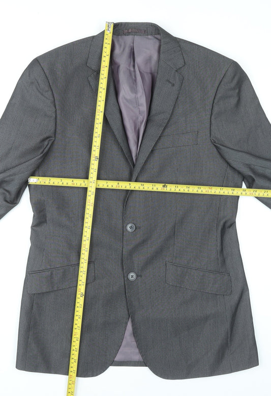 F&F Men’s Grey 38R Pinstripe Blazer Single-Breasted Jacket