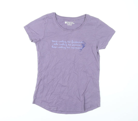 Mountain Warehouse Womens Purple Cotton T-Shirt Size 12 Casual Short Sleeve