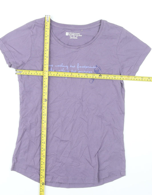 Mountain Warehouse Womens Purple Cotton T-Shirt Size 12 Casual Short Sleeve