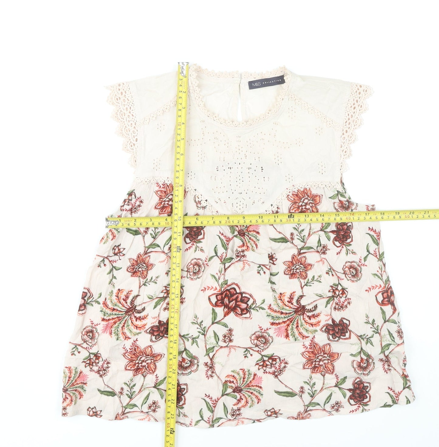 Marks and Spencer Womens Ivory Floral Tunic Blouse Size 12