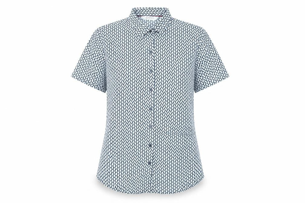Disley Edition Womens Blue Geometric Button-Up Shirt Size 14
