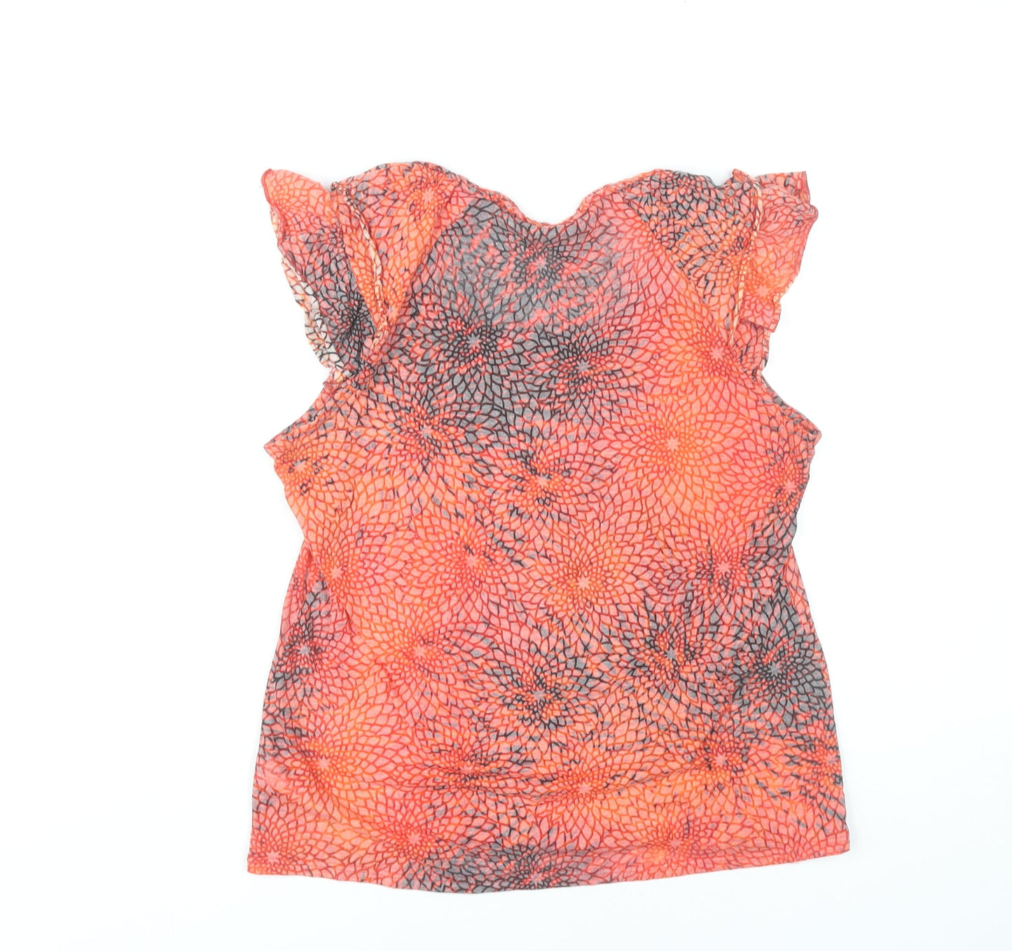 Marks and Spencer Women Orange Floral Blouse Size 16 Tunic Sleeveless
