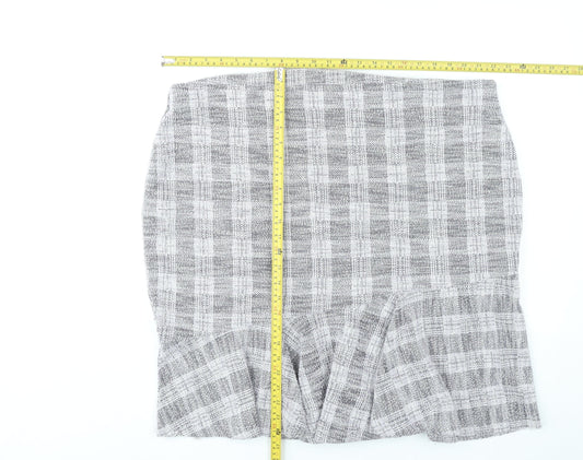Next Women Grey Check Pencil Skirt Size 22 Knee Length Workwear