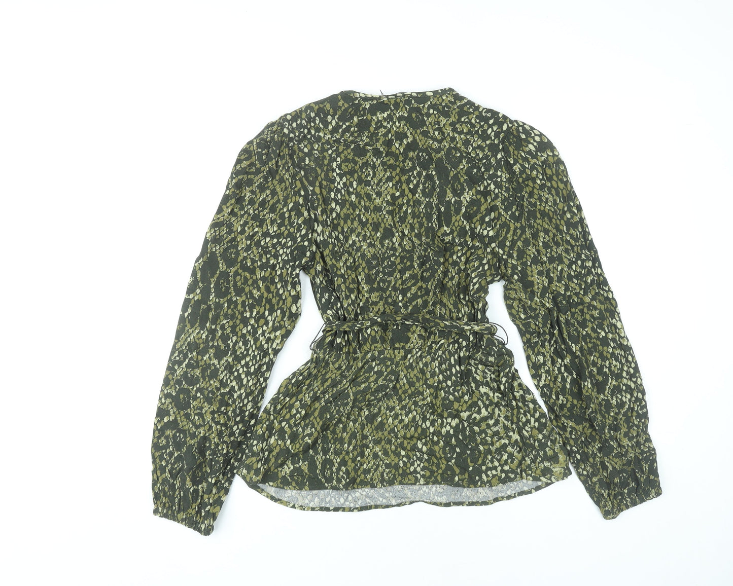 Marks and Spencer Women’s Green Animal Print Wrap Blouse Size 6