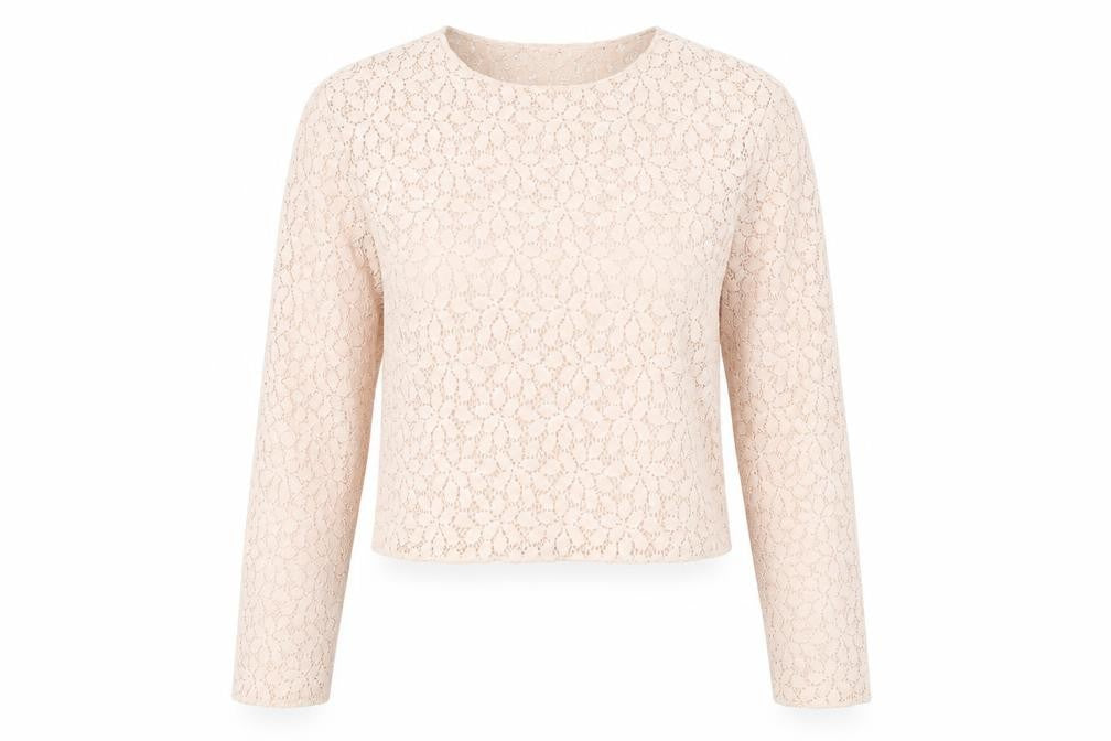 Topshop Women’s Beige Lace Petite Cropped Blouse UK 6