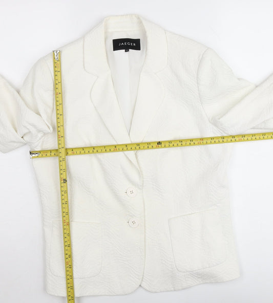 Jaeger Womens White Size 14 Blazer Jacket Cotton Blend Workwear