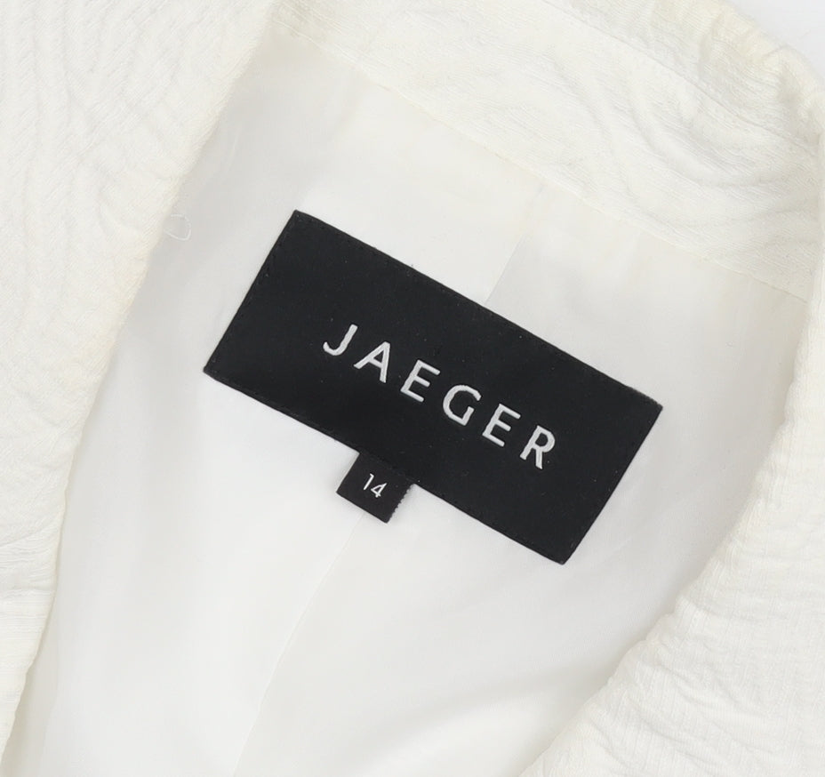Jaeger Womens White Size 14 Blazer Jacket Cotton Blend Workwear