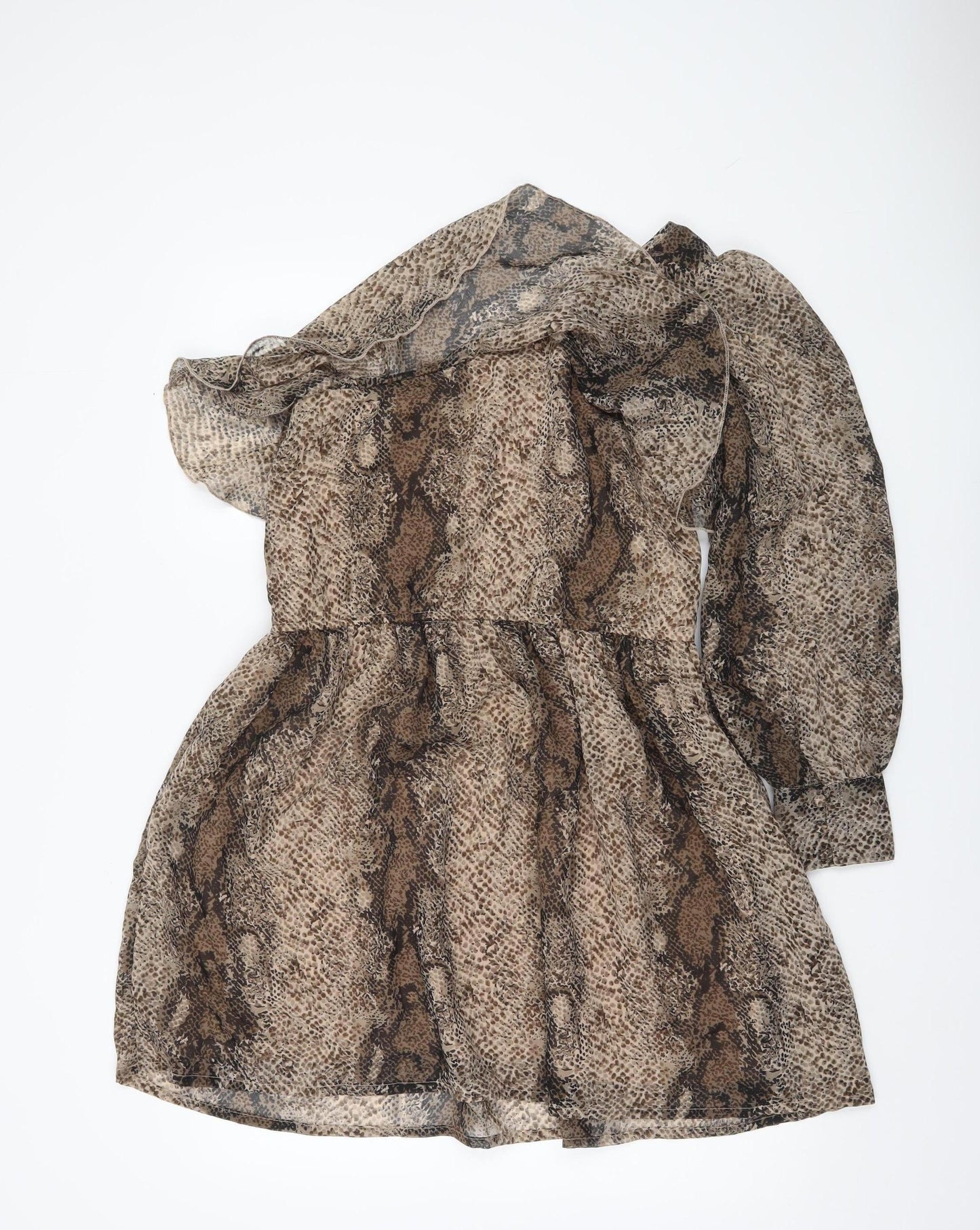 New Look Women Brown Animal Print One Shoulder Mini Dress Size 10