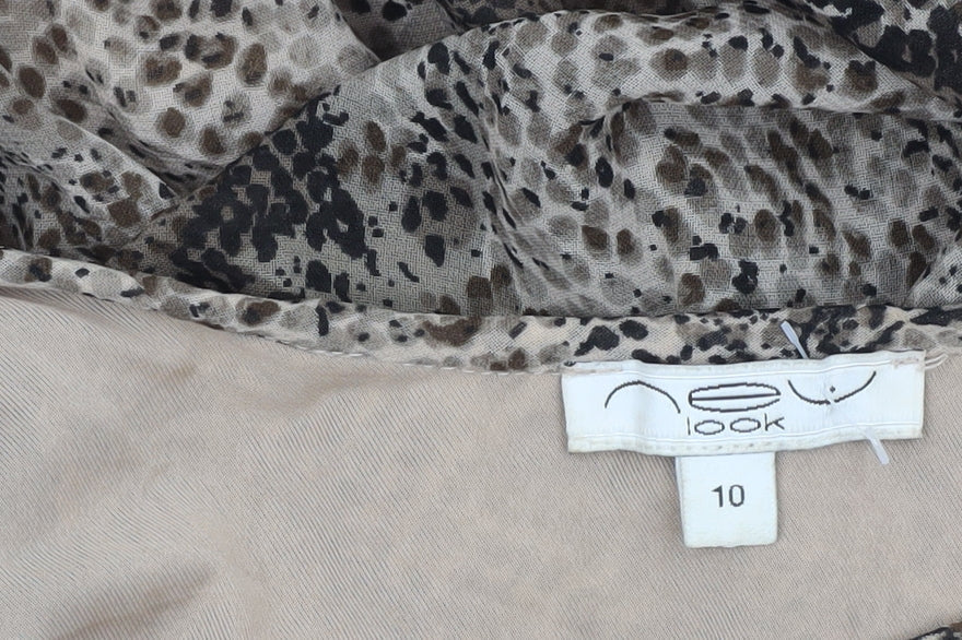 New Look Women Brown Animal Print One Shoulder Mini Dress Size 10