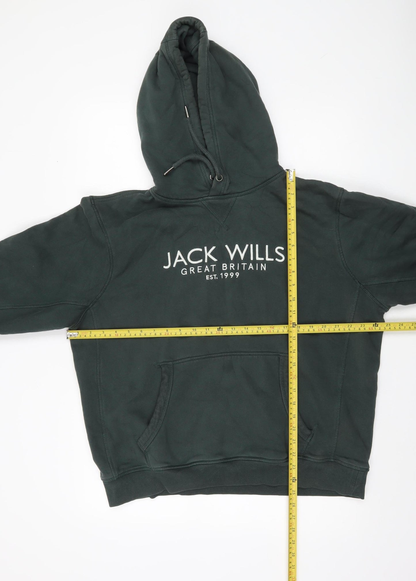 Jack Wills Mens Green XL Pullover Hoodie Logo Graphic Fleece