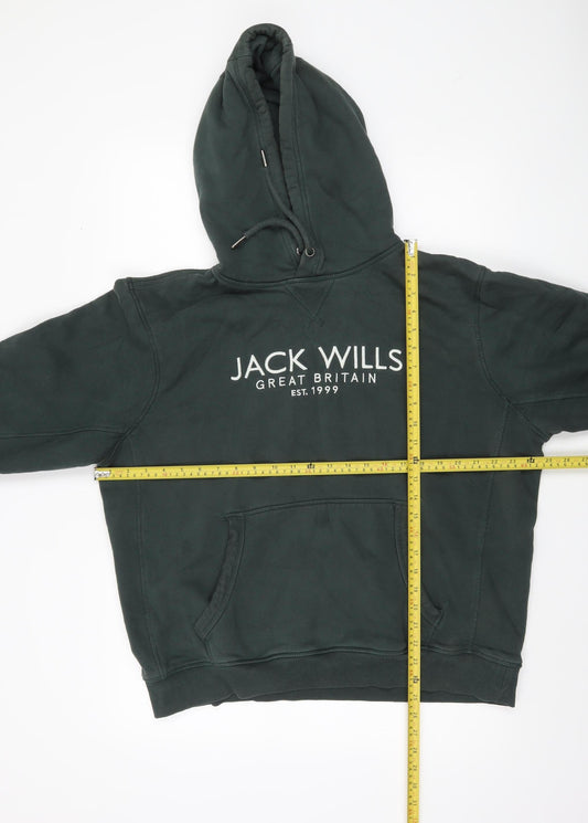 Jack Wills Mens Green XL Pullover Hoodie Logo Graphic Fleece