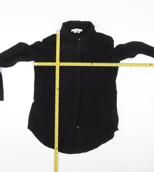 Boden Womens Black Silk Long Sleeve Button-Up Shirt UK 8