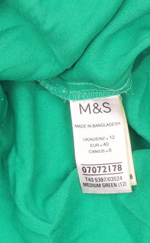 Marks and Spencer Womens Green Size 12 Button-Up Long Sleeve Shirt
