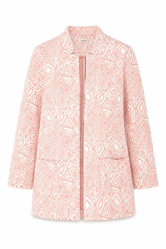 Damart Women’s Pink Geometric Blazer Jacket Size 10