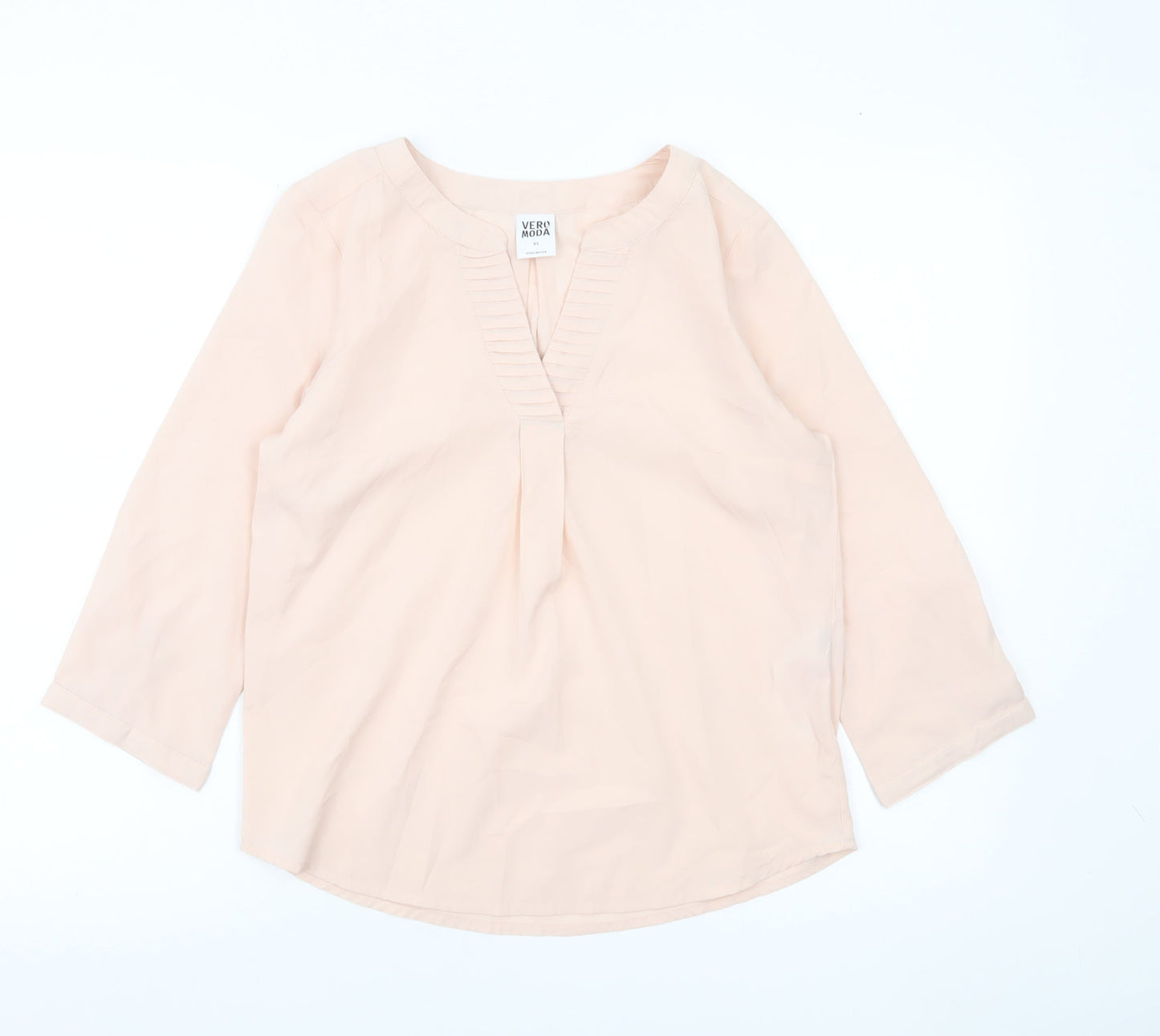 Vero Moda Womens Beige XS Tunic Blouse 3/4 Sleeve V-Neck