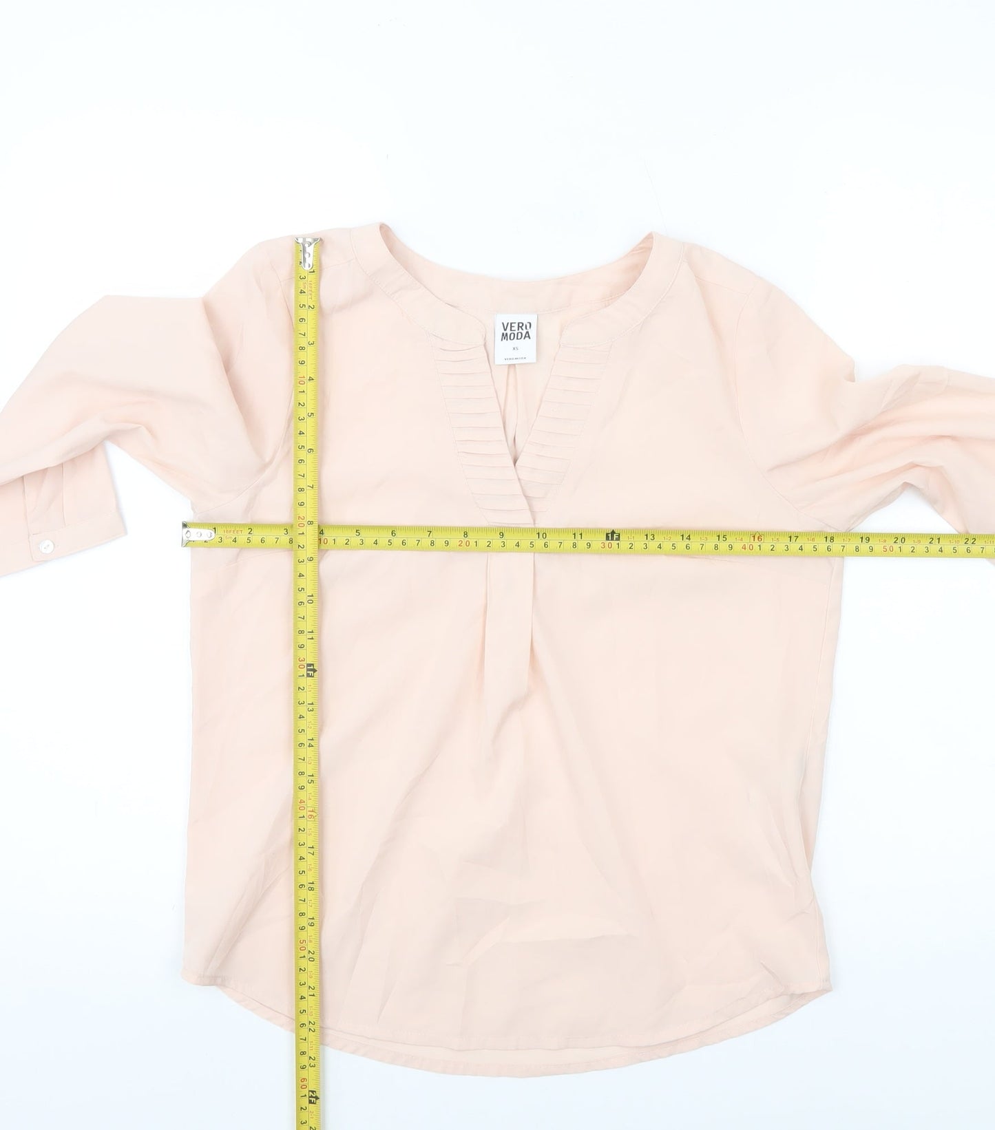 Vero Moda Womens Beige XS Tunic Blouse 3/4 Sleeve V-Neck