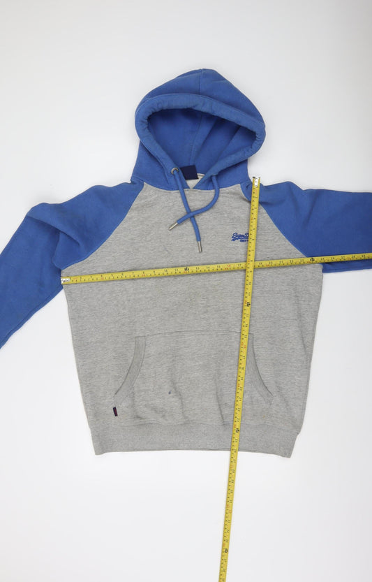 Superdry Mens Blue Grey Pullover Hoodie XL Regular Fit
