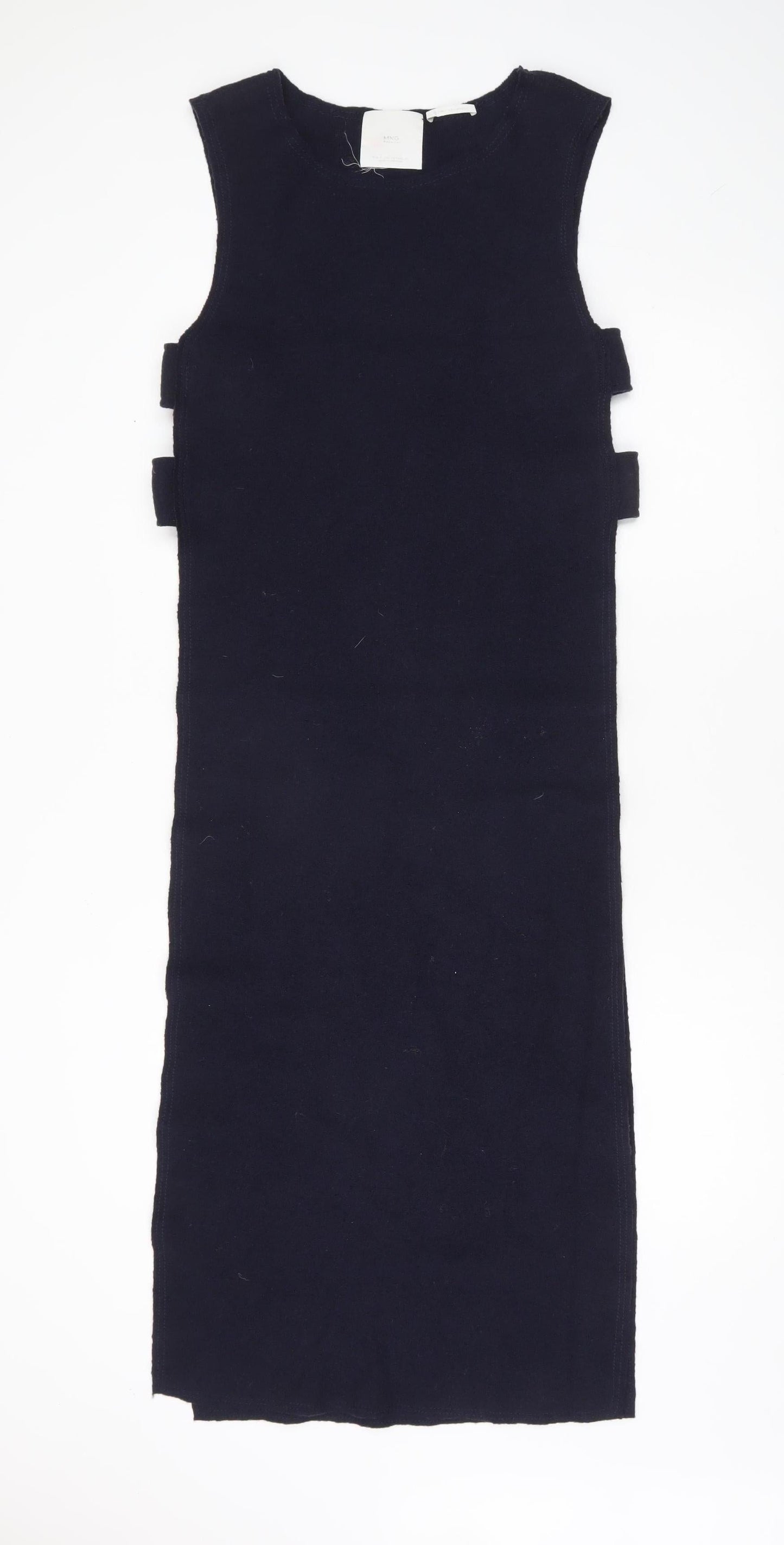MNG Women’s Black Wool Shift Dress Size 8 Sleeveless Workwear