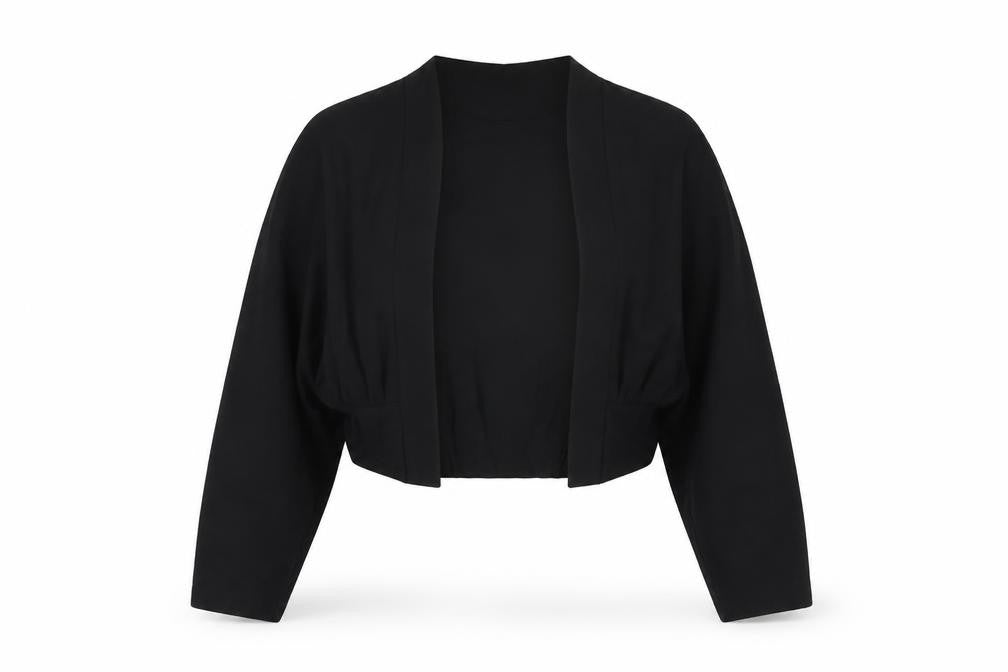 Debenhams Women’s Black Cropped Jersey Blouse Size 14 Long Sleeve