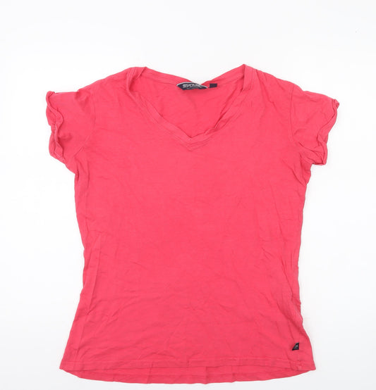 Regatta Womens Pink V-Neck Cotton T-Shirt Size 12 Casual Lightweight