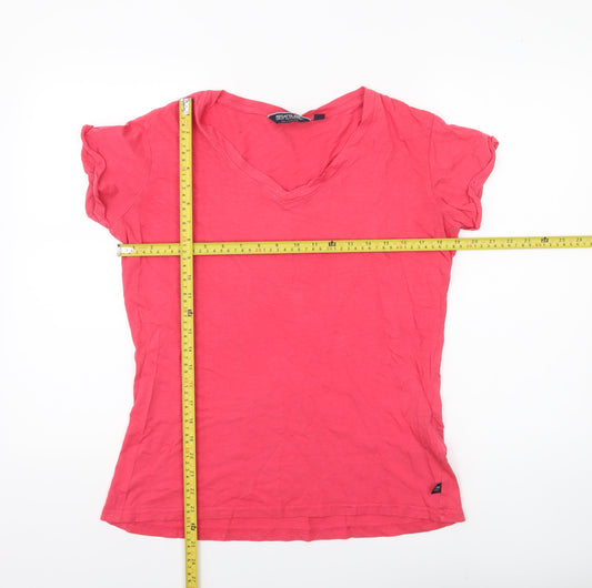Regatta Womens Pink V-Neck Cotton T-Shirt Size 12 Casual Lightweight