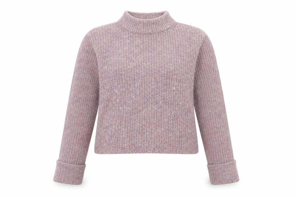 Topshop Women’s Purple Mock Neck Chunky Knit Jumper Size 10