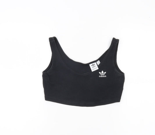 Adidas Women’s Black Crop Tank Top Size 6 XS Cotton Blend