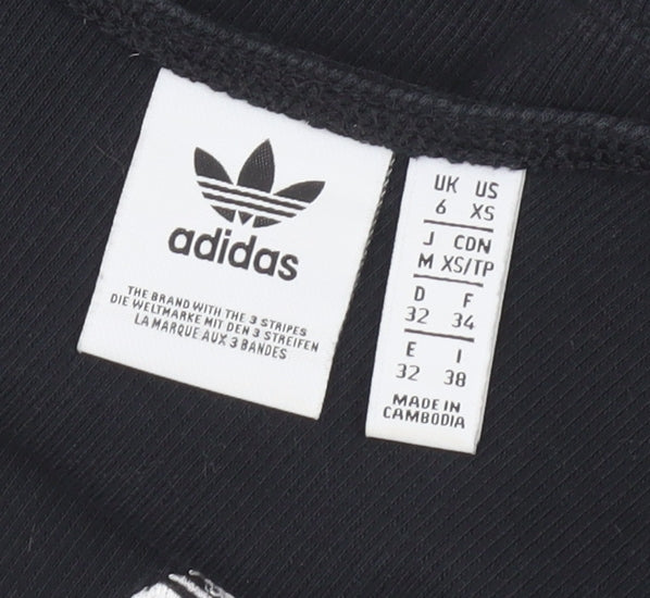 Adidas Women’s Black Crop Tank Top Size 6 XS Cotton Blend