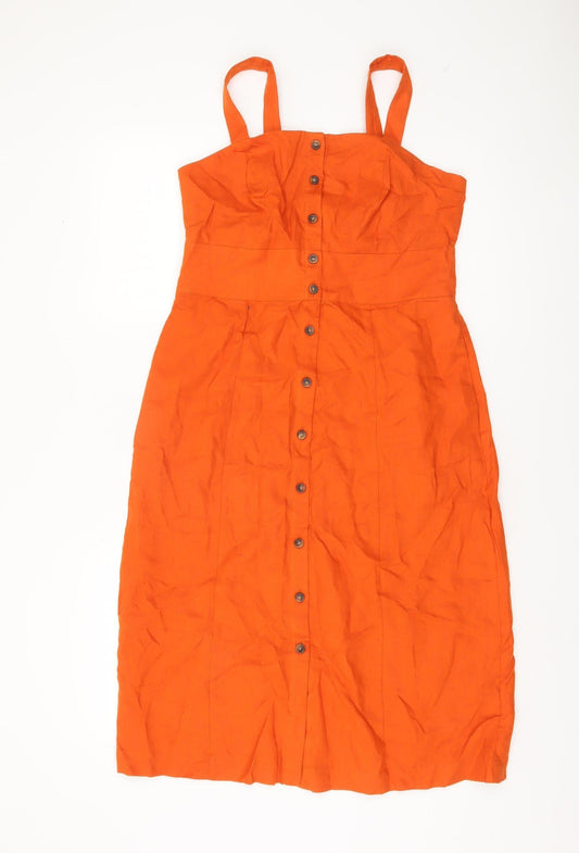 Boden Women’s Orange Linen Button Front Sundress Size 8