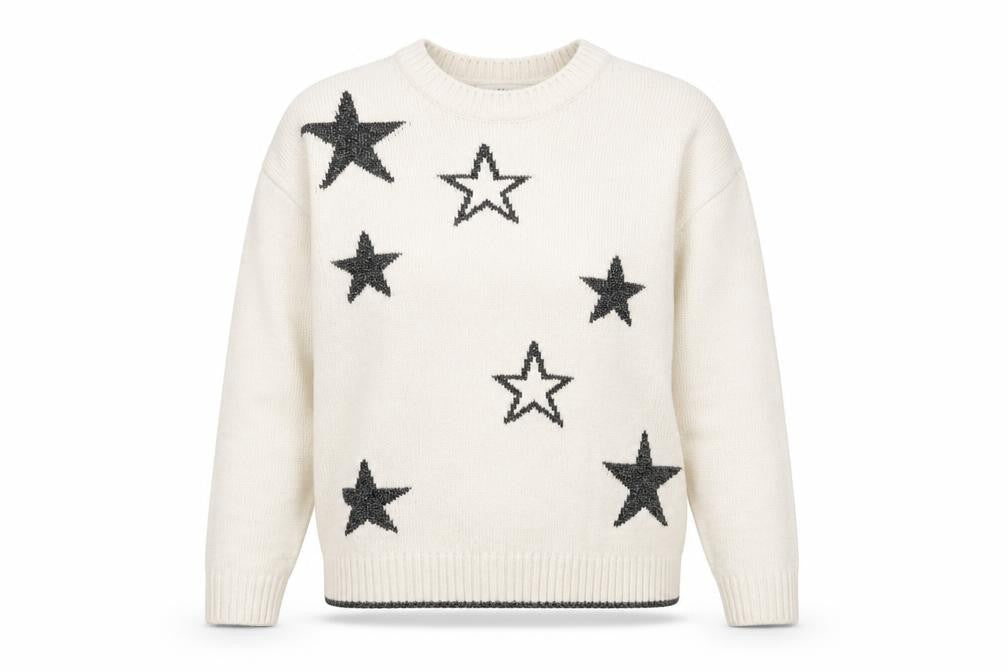 Marks and Spencer Womens Ivory Star Jumper Pullover Small Wool Blend