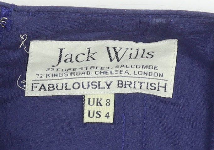 Jack Wills Women’s Blue Strapless Cotton Dress UK 8 Knee Length