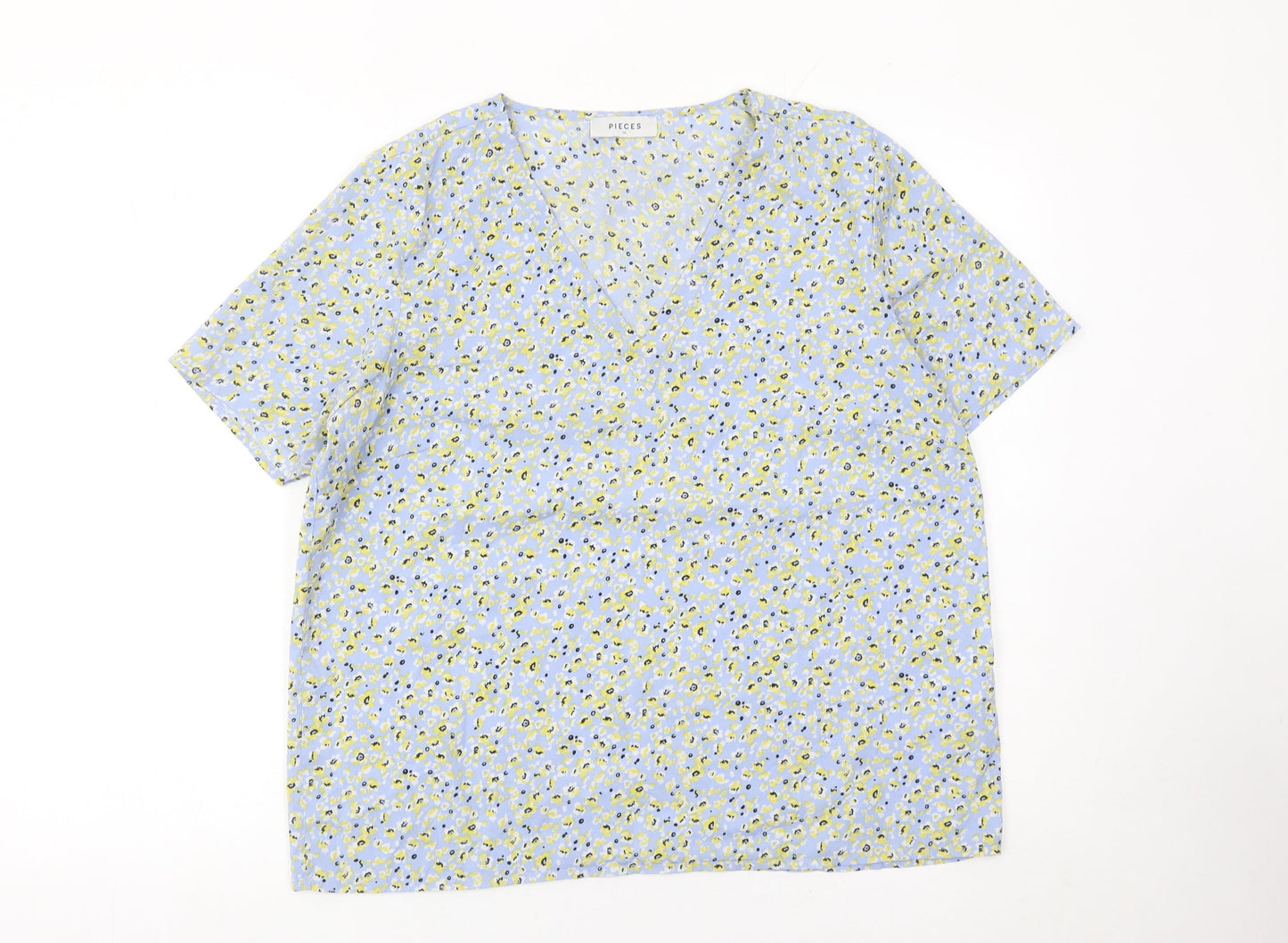 Pieces Womens Multicoloured Floral V-Neck Blouse XL Lightweight
