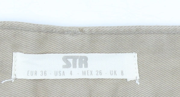 STR Women’s Beige Cargo Trousers Size 8 Cotton Straight Leg